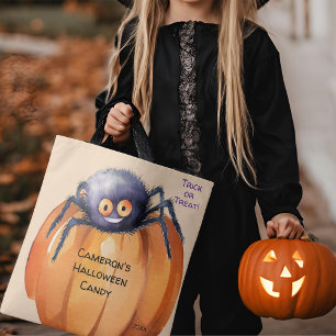 Bolso De Tela Truco o truco de dulces de Halloween de araña boba