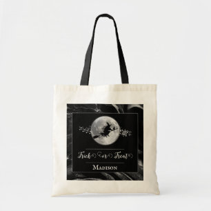 Bolso De Tela Truco o truco de Halloween de silueta negra