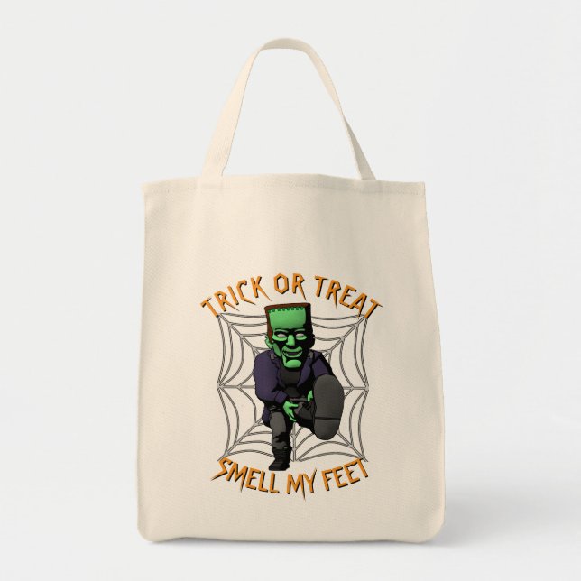 Bolso De Tela Truco o truco huele mi pie Tote Frankenstein (Frente)