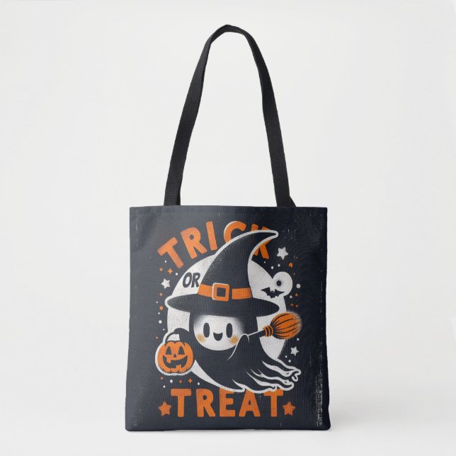 Bolso De Tela Truco y trato al tierno fantasma de la bruja (Anverso)