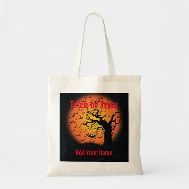 Bolso De Tela Trucos o tratamientos Feliz Halloween (Frente)