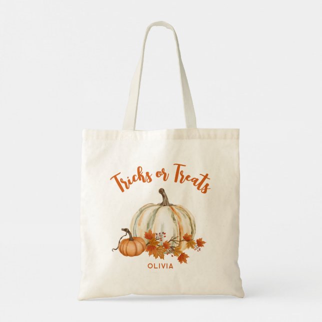 Bolso De Tela Trucos o tratamientos muy personalizados Halloween (Reverso)