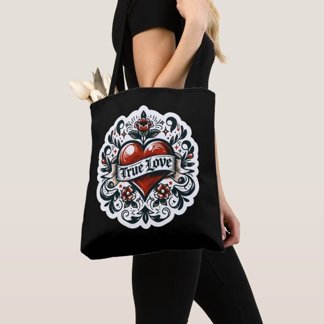 Bolso De Tela True Love Heart Tattoo Pegatina Style Artistic (Detalle)