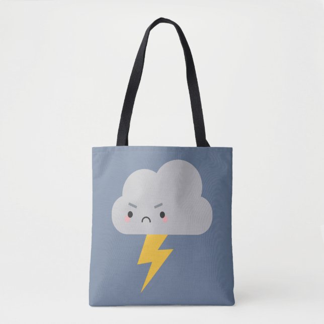 Bolso De Tela Trueno de Kawaii y nube del relámpago (Anverso)