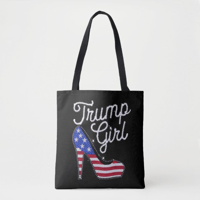 Bolso De Tela Trump Chica de alto talón Bandera Americana Bling  (Anverso)
