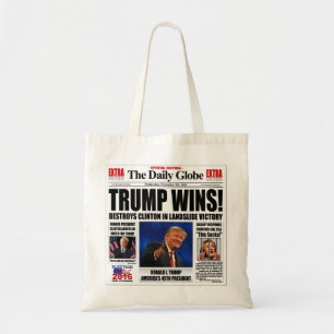 Bolso De Tela ¡Trump Gana! Divertida Sátira de Periódico Anti Cl