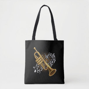 Bolso De Tela Trumpet Player Musical Notes Jazz Music Art