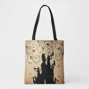 Bolso De Tela Trumpet Section Jazz Music Antiguo Gold