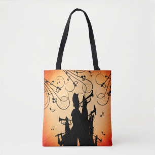 Bolso De Tela Trumpet Section Jazz Music Naranja Rust