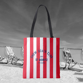 Bolso De Tela TSnow Beach Club Red Cabana Stripe Winter