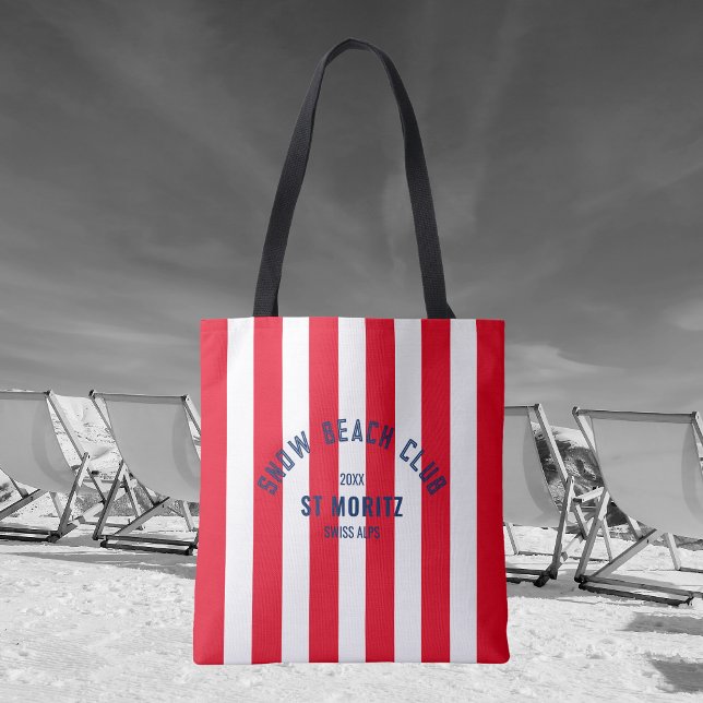 Bolso De Tela TSnow Beach Club Red Cabana Stripe Winter (Subido por el creador)