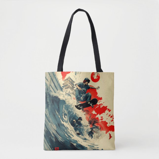 Bolso De Tela Tsunami japonés de skateboard (Anverso)