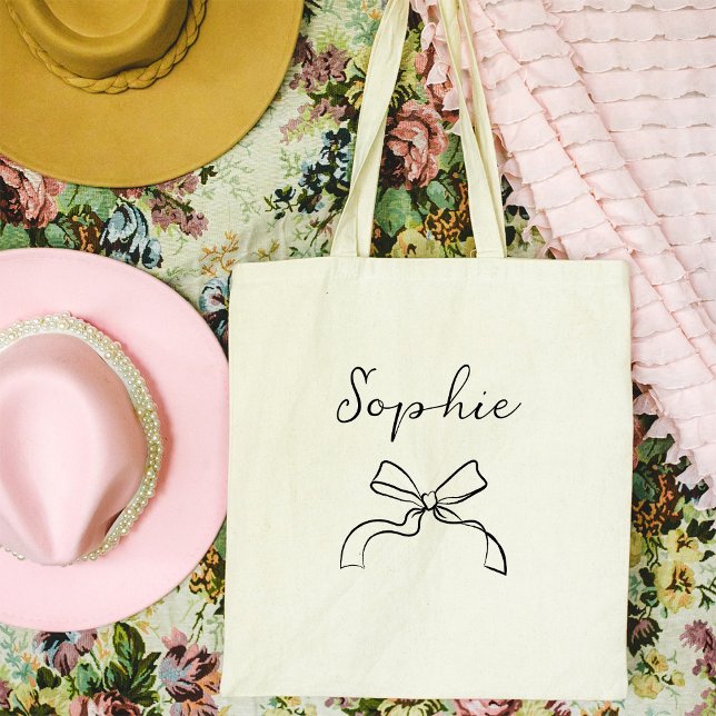 Bolso De Tela Tu nombre | Coquette Bow y Script (Subido por el creador)