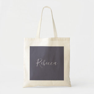 Bolso De Tela Tu Nombre   Elegante Escritura de Lavanda sobre Pú