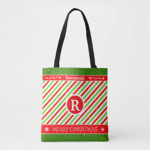 Bolso De Tela Tu nombre Monograma sobre Navidades