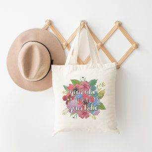 Bolso De Tela Tu Vibe Atrae Tu Cita De Flor Silvestre De La Trib