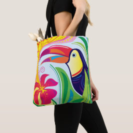 Bolso De Tela Tucán con Flor Tropical
