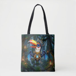 Bolso De Tela Tucán steampunk iluminado por la luna.