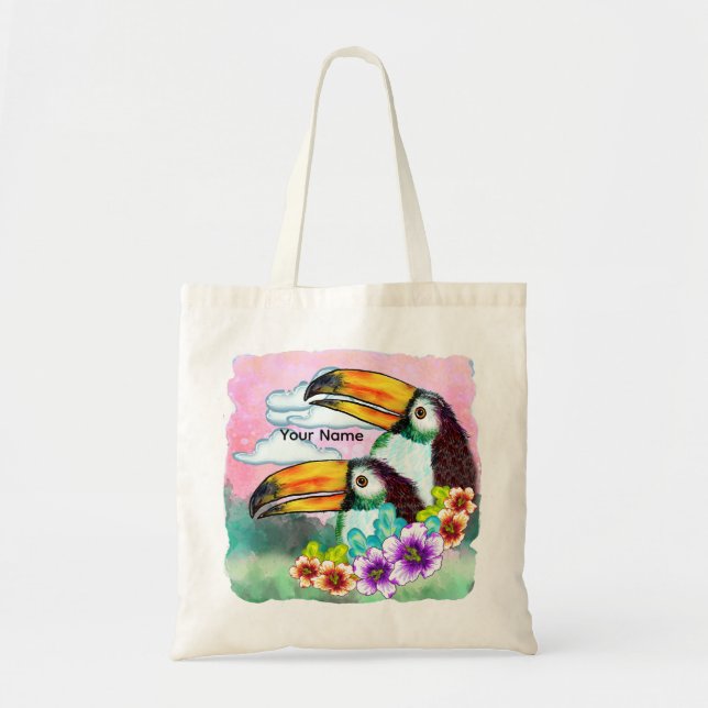 Bolso De Tela Tucanes Tropicales  (Frente)