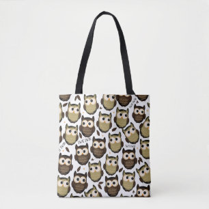 Bolso De Tela ¡Tuit tuu! patrón de búho lindo.
