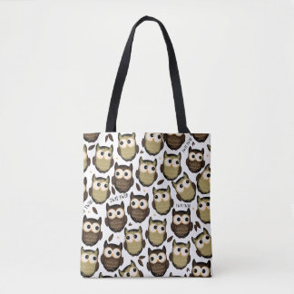 Bolso De Tela ¡Tuit tuu! patrón de búho lindo.