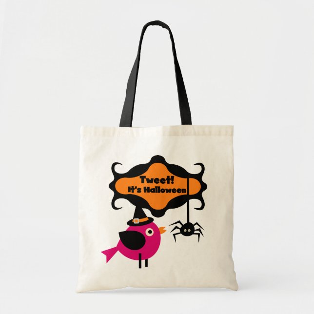 Bolso De Tela Tuitear camisetas y regalos de Halloween (Frente)