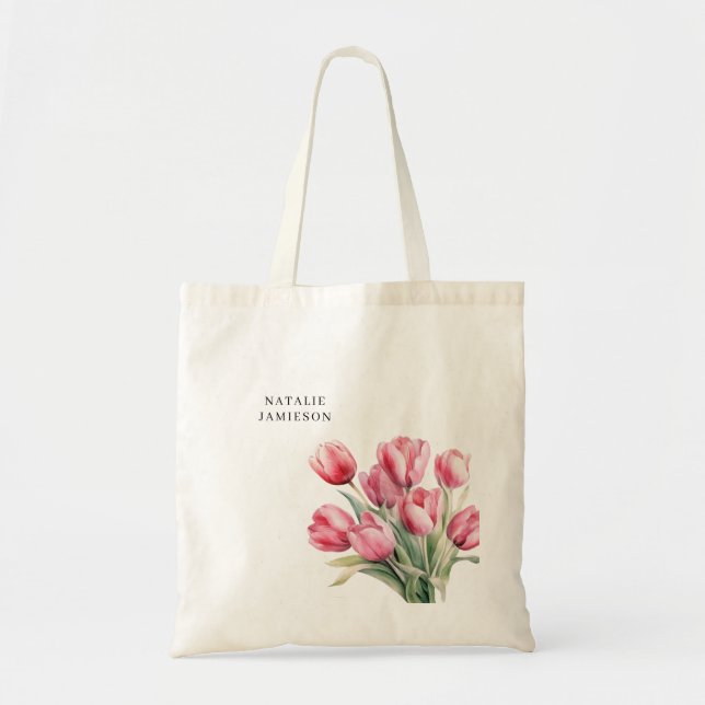 Bolso De Tela Tulipán de primavera de personalizable (Frente)