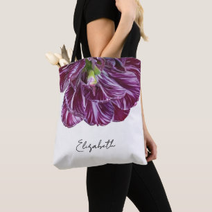 Bolso De Tela Tulipán Flor de Lavanda Blanca Personalizada Morad