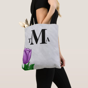 Bolso De Tela Tulipán morado de monograma