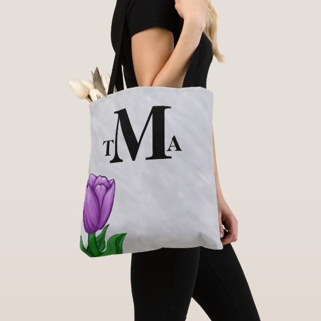 Bolso De Tela Tulipán morado de monograma (Detalle)
