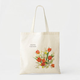 Bolso De Tela Tulipán naranja y crema personalizable