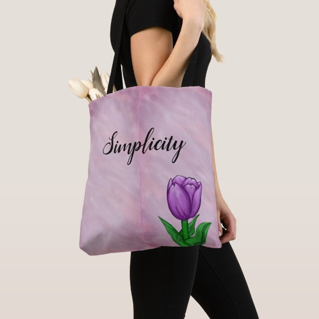Bolso De Tela Tulipán púrpura de simplicidad (Detalle)