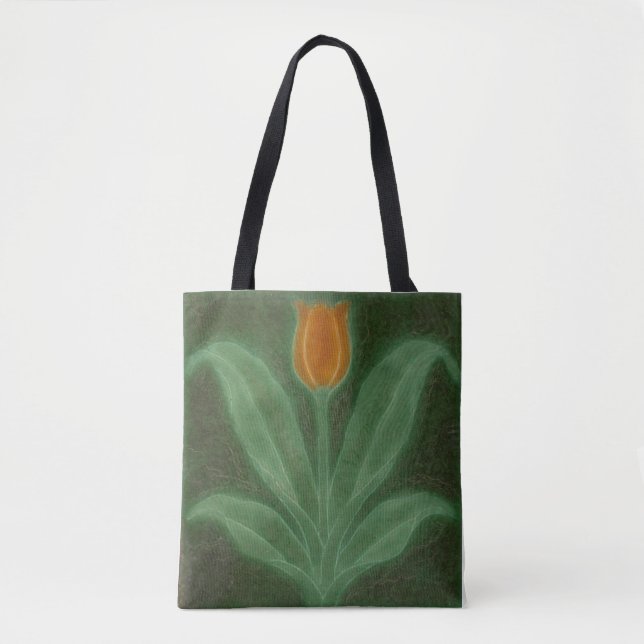 Bolso De Tela Tulipán verde amarillo estilo Art Nouveau (Anverso)