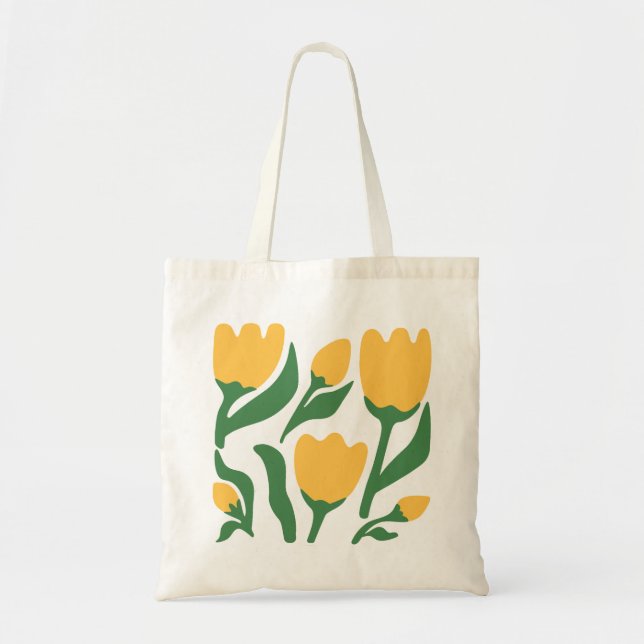 Bolso De Tela Tulipanes Amarillos Alegres (Frente)