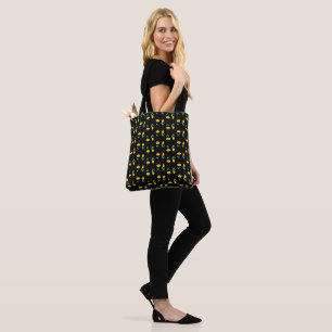 Bolso De Tela Tulipanes amarillos en floreros geométricos fondo