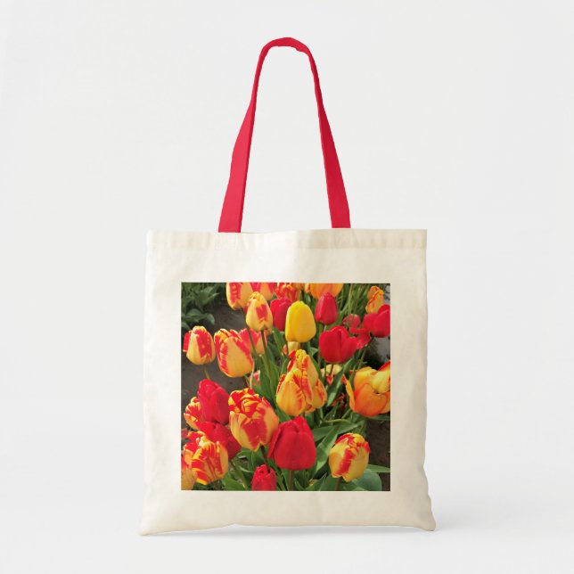 Bolso De Tela Tulipanes amarillos y rojos (Frente)