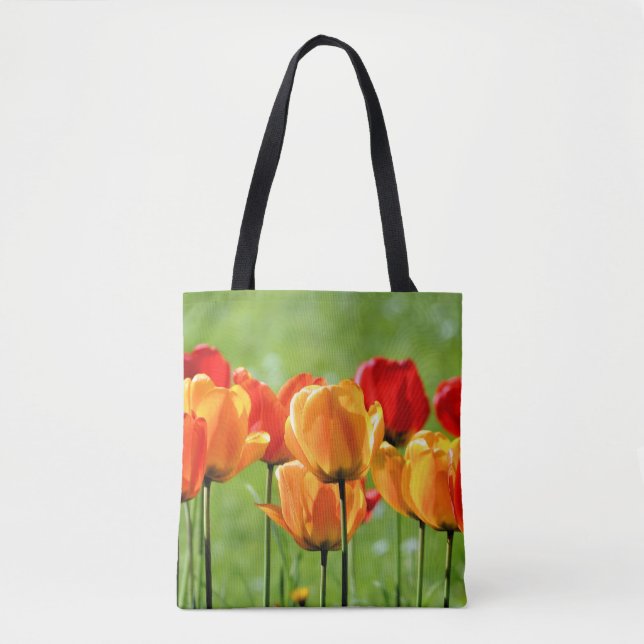 Bolso De Tela Tulipanes Amarillos Y Rojos (Anverso)