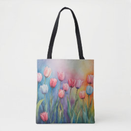 Bolso De Tela Tulipanes de la flor pastel