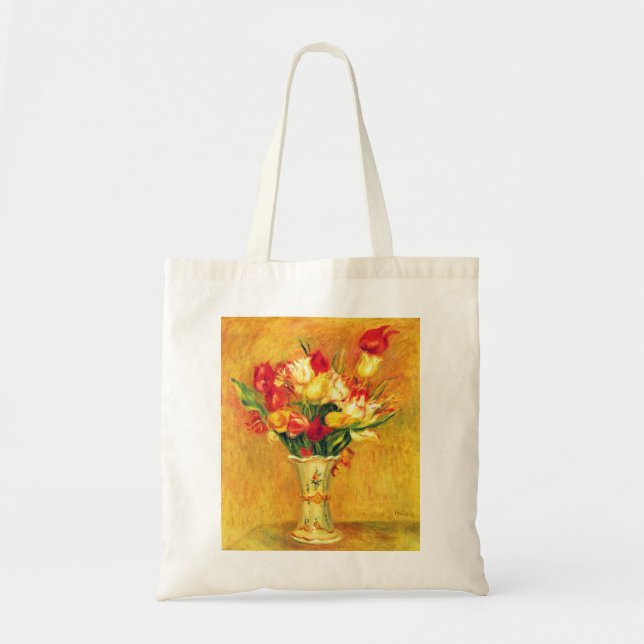Bolso De Tela Tulipanes de Pierre Renoir, arte del impresionismo (Frente)