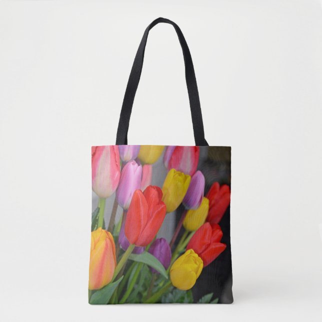 Bolso De Tela Tulipanes de primavera coloridos (Anverso)