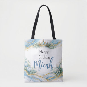 Bolso De Tela Tulipanes Florales Azules Aliento de Bebé Ágata Do