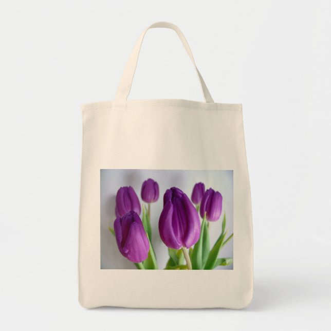 Bolso De Tela Tulipanes morados (Frente)