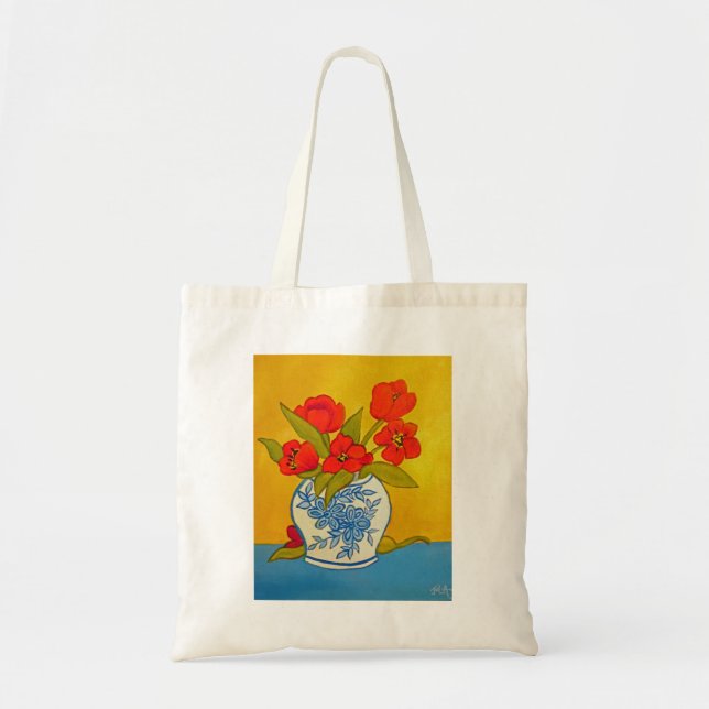 Bolso De Tela Tulipanes Rojos (Frente)