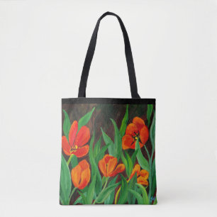 Bolso De Tela Tulipanes rojos