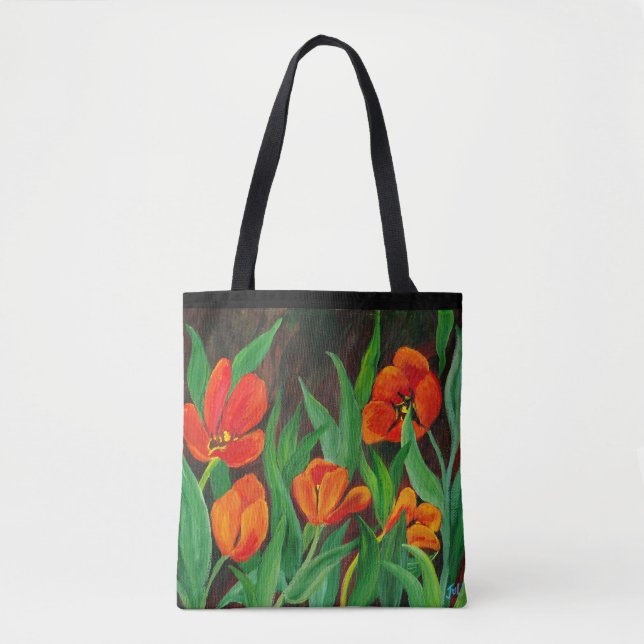 Bolso De Tela Tulipanes Rojos (Anverso)
