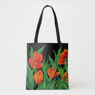 Bolso De Tela Tulipanes Rojos
