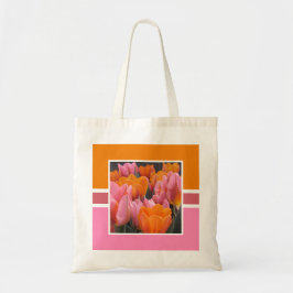 Bolso De Tela Tulipanes rosas naranja brillantes personalizados