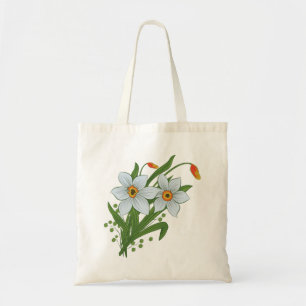 Bolso De Tela Tulipanes y flores de narcisos