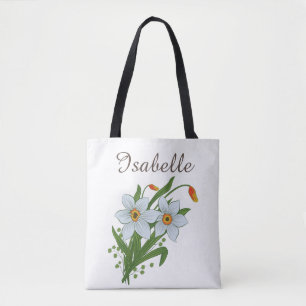 Bolso De Tela Tulipanes y Narcisos Flores