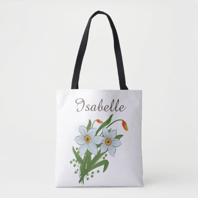 Bolso De Tela Tulipanes y Narcisos Flores (Anverso)